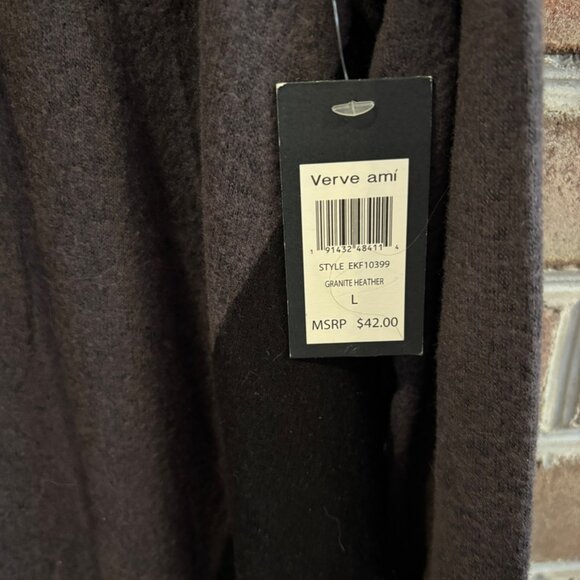 Verve Ami Womens Granite Heather Cowl Neck Long Sleeve Sweater Top L - Picture 2 of 8